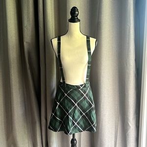 Plaid skirt with matching suspenders
